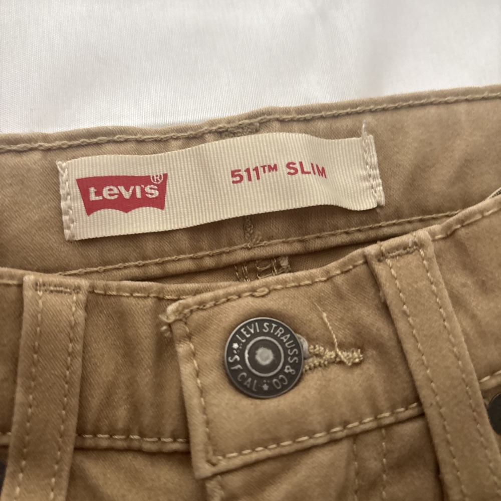 Levi’s 511 Slim Fit Khaki Pants Boys Size 8 Adjustable Waist Brown - Picture 11 of 12